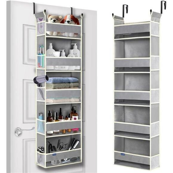 Over The Door Organizer 5 Shelf Hanging Storage with Pockets for Closet - Picture 1 of 7